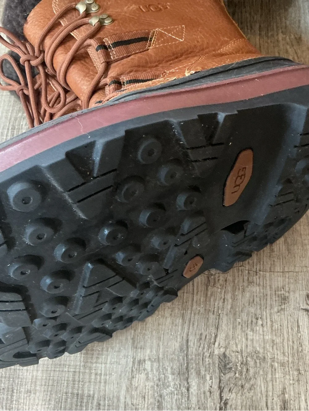 UGG Brown and Black Waterproof Shearling-Trim Winter Boots